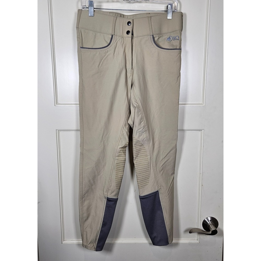 OEQ Oak Equestrian Riding Pants Women's Size 28 Tan Fitted Tight Silicone Grip